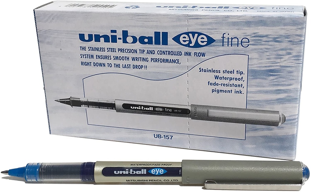 Uni-Ball Eye Fine Rollerball Pens 0.7 mm Pk/12 -blue