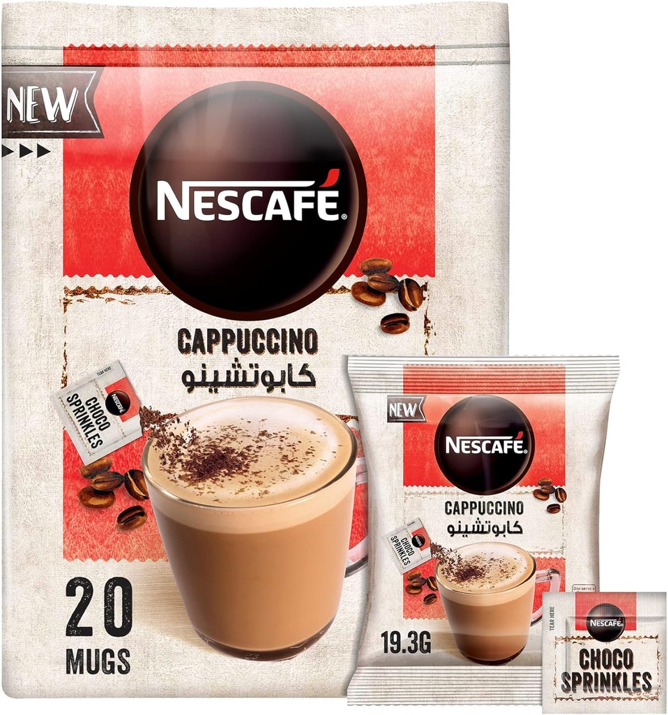 NESCAFÉ Cappuccino Foamy Coffee Mix with Chocolate Sprinkles 19.3g, 20 Sachets